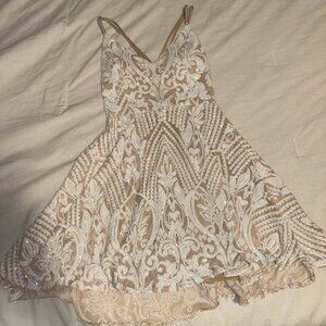 Windsor Sequin Mini Dress White With Neutral Color Fabric Size Small